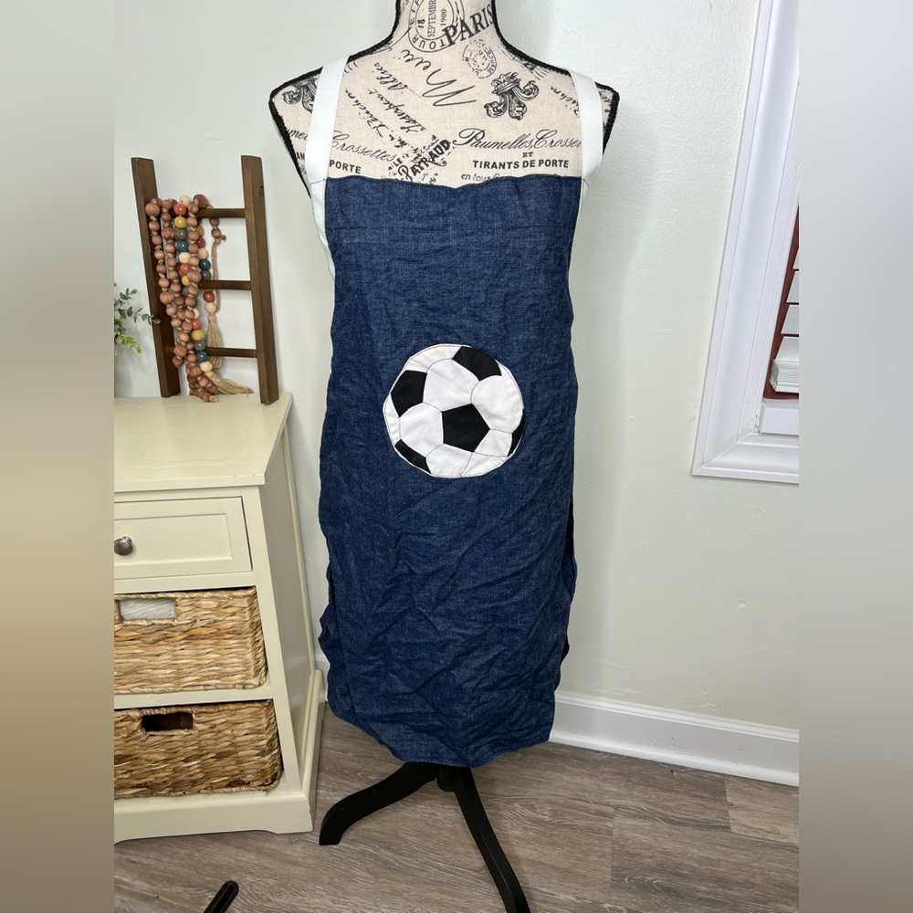 Denim Apron with Soccer Ball on Front